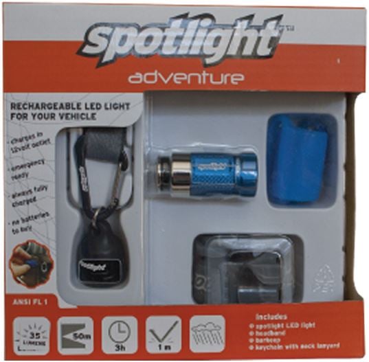 Spotlight Adventure Kit with Spotlight Turbo LED Flashlight and Keychain and Headband and Barkeep - Lil Mule Blue (SPOT-9404)