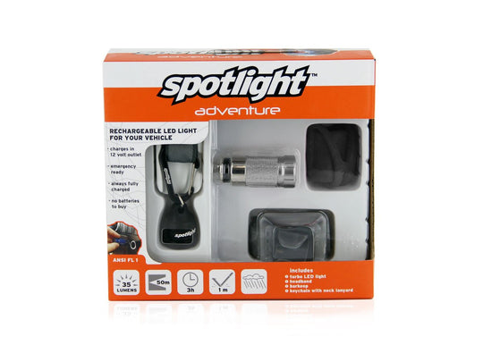 Spotlight Adventure Kit with Spotlight Turbo LED Flashlight and Keychain and Headband and Barkeep - Time Machine Titanium (SPOT-9408)