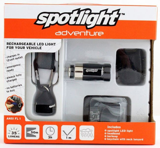 Spotlight Adventure Kit with Spotlight Turbo LED Flashlight and Keychain and Headband and Barkeep - Jet Black (SPOT-9409)