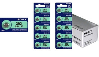 MuRata SR41W 392 1.55V Silver Oxide Button Cell Battery (LR41 AG3. SR41, SR736, SB-B1, V36A) - 1 Piece Tear Strip, Sold Individually