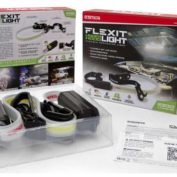 STKR Under-Hood Flex-It USB-C Rechargeable LED Mechanics Flashlight - 1000 Lumens - Uses 3.7V 4400mAh Li-ion Battery Pack