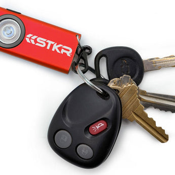 STKR SlimJimmy USB-C Rechargeable LED Keychain Flashlight - 400 Lumens - Uses Built-in 300mAh Li-ion Battery Pack - Red or Grey