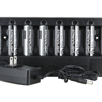 Streamlight 8-Bay 18650 Battery Bank Charger Kit - Includes 8 x 18650 - 12V DC with Bare Leads (20223) or 120V/100V AC (20224)