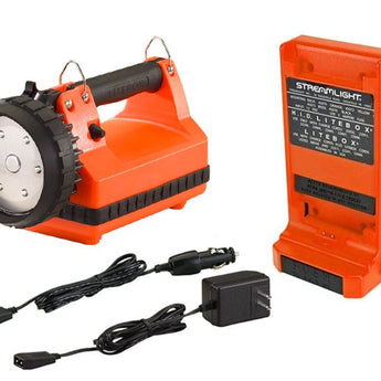 Streamlight E-Flood LiteBox Rechargeable Lantern - Standard, Vehicle Mount or Power Failure System - With or Without Charger - 6 x C4 LEDs - 615 Lumens - Includes 6V 12Ah SLA - Orange or Yellow