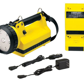 Streamlight E-Flood LiteBox Rechargeable Lantern - Standard, Vehicle Mount or Power Failure System - With or Without Charger - 6 x C4 LEDs - 615 Lumens - Includes 6V 12Ah SLA - Orange or Yellow
