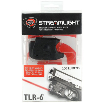 Streamlight TLR-6 Subcompact LED Pistol Light with Red Laser - Choice of Gun Mount  - 100 Lumens - Includes 2 x CR1/3Ns