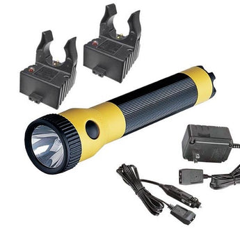 Streamlight PolyStinger Rechargeable Flashlight with 120V AC/DC Charger and 2 Sleeves - C4 LED - 385 Lumens - Includes NiCd Sub-C Battery Pack - Black or Yellow