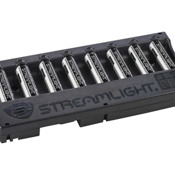 Streamlight 8-Bay 18650 Battery Bank Charger Kit - Includes 8 x 18650 - 12V DC with Bare Leads (20223) or 120V/100V AC (20224)
