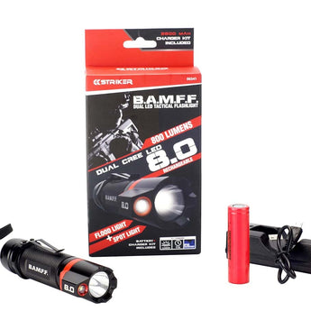 STKR BAMFF 8.0 Dual CREE LED Rechargeable Flashlight - 800 Lumens - Includes 1 x 18650