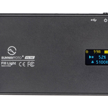 Sunwayfoto FL-96 High CRI LED Photography Fill Light - 600 Lumens - OLED Display Screen - Includes Built-In 2500mAh Li-ion Battery Pack