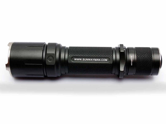 Sunwayman T20C Tri-Color Tactical Flashlight - CREE XM-L T6 White LED - Red, Green and UV Outputs - 438 Lumen - Uses 2 x CR123As or 1 x 18650