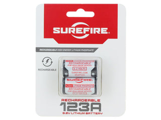 SureFire SF2R-CB RCR123A / 16340 450mAh 3.2V Protected Lithium Iron Phosphate (LiFePO4) Button Top Battery - 2 Pack