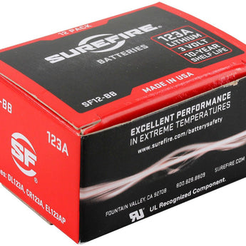 SureFire SF123A (12PK) CR123A 1550mAh 3V Lithium Primary (LiMNO2) Button Top Batteries - Box of 12