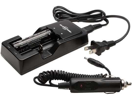 SureFire SF18650A-KIT Battery Charger Kit - Includes 1 x 3400mAh 3.7V 18650 and AC/DC Charging Cords