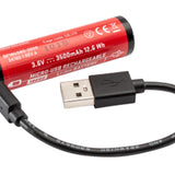 SureFire SF18650B 18650 3500mAh 3.6V Protected Lithium Ion (Li-ion) Button Top Battery with Micro USB Charging Port