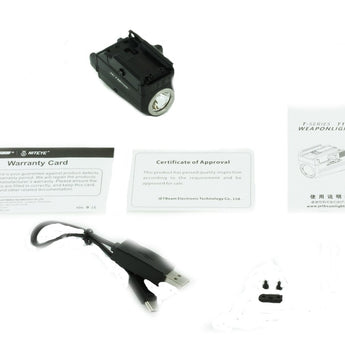 JETBeam T10L USB-C Rechargeable LED Weapon Light with Red or Green Laser - CREE XP-L HI - 680 Lumens - 655nm - Uses Built-in 400mAh Li-Poly Battery Pack