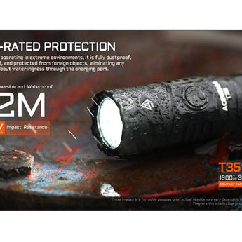 Acebeam T35 USB-C Rechargeable LED Flashlight - 1900 or 1600 Lumens - Cool or Neutral White Luminus SFT40 - Includes 1 x 18650 - Black or Coyote