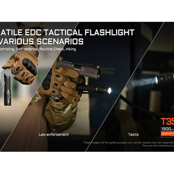 Acebeam T35 USB-C Rechargeable LED Flashlight - 1900 or 1600 Lumens - Cool or Neutral White Luminus SFT40 - Includes 1 x 18650 - Black or Coyote