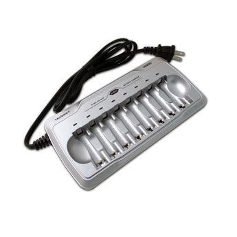 Tenergy TN145 8-Bay Timed Battery Charger for NiMH or NiCd, AA or AAA Batteries