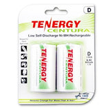 Tenergy Centura LSD 10107 D-cell 8000mAh 1.2V Nickel Metal Hydride (NiMH) Button Top Batteries - 2 Piece Retail Card