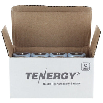 Tenergy 10200 C-cell (8PK) 5000mAh 1.2V Nickel Metal Hydride (NiMH) Button Top Batteries - 8-Pack