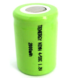 Tenergy 10511 4/5 Sub C 2000mAh 1.2V 2A High-Drain Nickel Metal Hydride (NiMH) Flat Top Battery - With or Without Tabs - Bulk