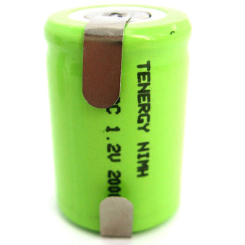 Tenergy 10511 4/5 Sub C 2000mAh 1.2V 2A High-Drain Nickel Metal Hydride (NiMH) Flat Top Battery - With or Without Tabs - Bulk
