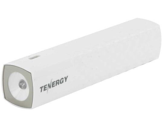 Tenergy Lite3000 5V 3000mAh Mobile Power Bank Charger with LED Flashlight, USB Cable - White (51103)