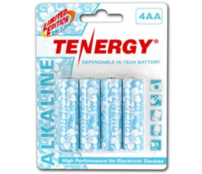 Tenergy AA Alkaline NON-RECHARGEABLE Batteries 4-Pack High drain Foil Jacket LR06 Special Edition - Hawaiian Print