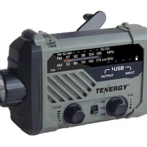 Tenergy 58063 Multi-Functional Hand Crank Weather Radio with LED Flashlight