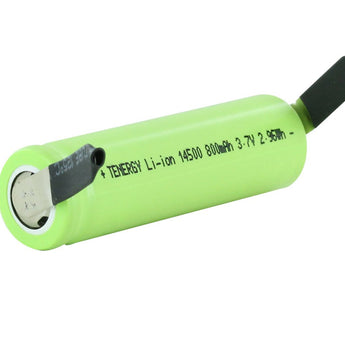 Tenergy 30001 14500 800mAh 3.7V Unprotected Lithium Ion (Li-ion) Flat Top Battery - With or Without Tabs - Bulk