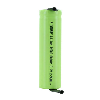 Tenergy 30001 14500 800mAh 3.7V Unprotected Lithium Ion (Li-ion) Flat Top Battery - With or Without Tabs - Bulk