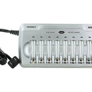 Tenergy TN145 8-Bay Timed Battery Charger for NiMH or NiCd, AA or AAA Batteries