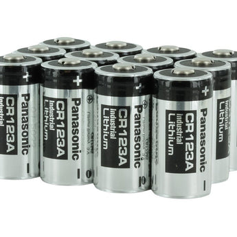 Panasonic CR123A 1550mAh 3V Lithium (LiMnO2) Button Top Photo Battery - Box of 12