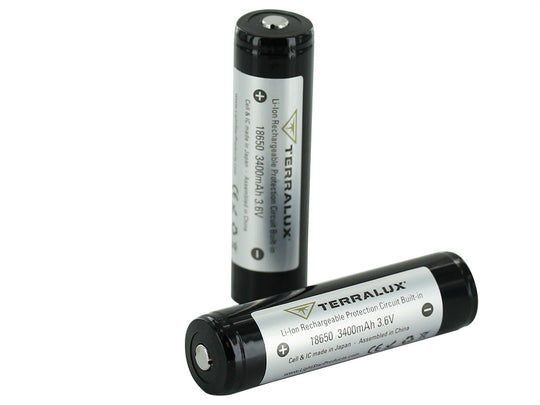 TerraLUX / Lightstar Corp. TLB 18650 3400mAh 3.6V Protected Lithium Ion (Li-ion) Button Top Battery - 2-Pack Plastic Box