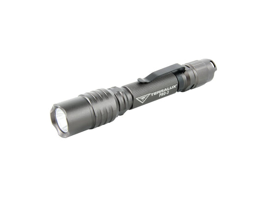 TerraLUX / Lightstar Corp. Pro-3 Series LED Flashlight - CREE XP-E LED - 280 Lumens - Uses 2 x AA - Titanium Grey