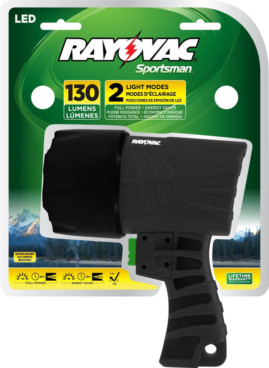 Rayovac Sportsman LED Spotlight - 130 Lumens - Includes 4 x C Cells (SPSP-B)