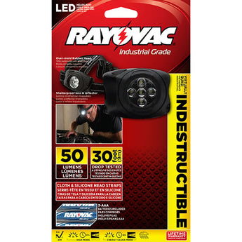 Rayovac Industrial DIYHL3AAA-BXTB Virtually Indestructible LED Headlight - 100 Lumens - Includes 3 x AAAs
