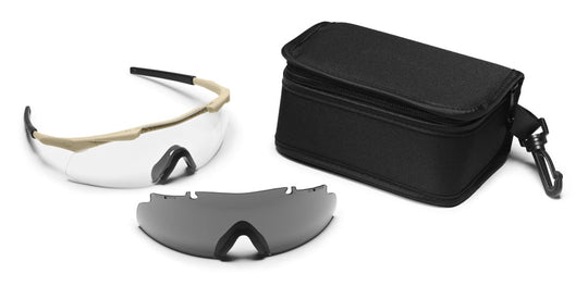 Smith Optics - Aegis Eyeshields - Desert Tan Frames with Clear Lenses Installed Gray Spare Lenses - Field Kit
