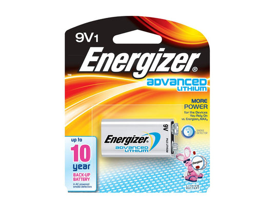 Energizer Advanced 9V LA522S Lithium (LiMNO2) Battery (LA522SBP) - 1 Piece Retail Card