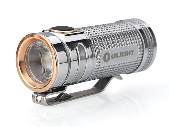Olight S Mini TI Baton Limited Edition Flashlight - CREE XM-L2 Neutral White LED - 550 Lumens - Titanium Body - Uses 1 x CR123A (Included) or 1 x 16340 - Rainbow PVD or Polished