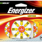 Energizer EZ Turn & Lock AZ10-DP (24PK) Size 10 91mAh 1.45V Zinc Air Yellow Hearing Aid Batteries - 24 Count Blister Pack