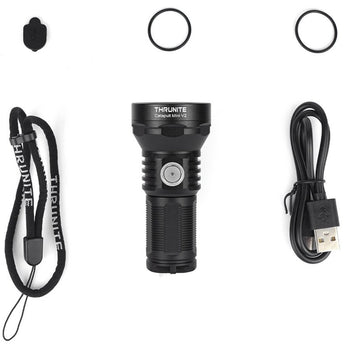 ThruNite Catapult Mini V2 USB-C Rechargeable LED Flashlight - 1108 Lumens - Luminus SFT40 - Includes 1 x 18350 - Black or Desert Tan