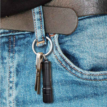 thrunite ti2 black on key ring with keys