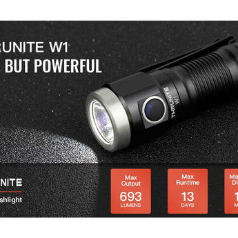 ThruNite W1 Rechargeable LED Flashlight - 693 Lumens - Includes 1 x 16340 - Black