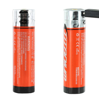 Titanium Innovations 18650 2600mAh 3.7V Lithium Ion (Li-Ion) Protected Button Top Battery with Micro USB Charging Port - 1pc Clam Shell