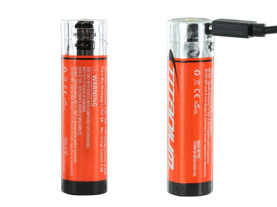 Titanium Innovations 18650 2600mAh 3.7V Lithium Ion (Li-Ion) Protected Button Top Battery with Micro USB Charging Port - 1pc Clam Shell