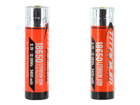 Titanium Innovations 18650 3400mAh 3.7V Lithium Ion (Li-Ion) Protected Button Top Battery - 1pc Clam Shell