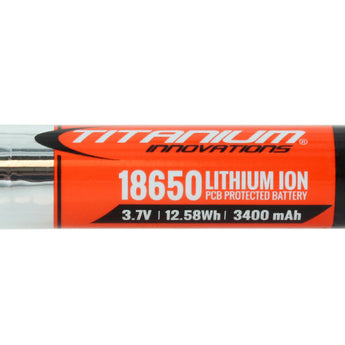 Titanium Innovations 18650 3400mAh 3.7V Lithium Ion (Li-Ion) Protected Button Top Battery with Micro USB Charging Port - 1pc Clam Shell