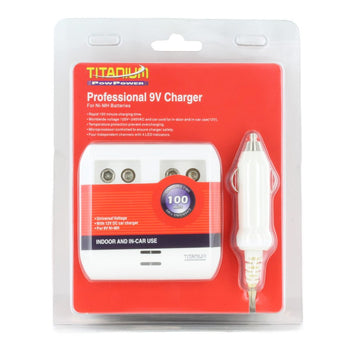 Titanium Innovations TTP9V 4-Bay Smart Battery Charger - NiMH 9Vs - AC 100-240V + DC Adapters